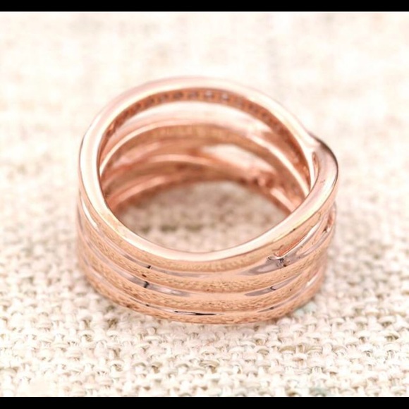 Sterling Silver Rose Gold Eternity Entwined Ring - Picture 7 of 8